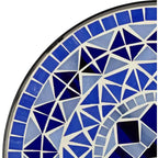 Teal Island Designs Tables d'appoint rondes extérieures modernes noires de 35,5 cm de large, lot de 2, plateau mosaïque bleu clair, pour porche avant, patio, maison