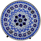 Teal Island Designs Tables d'appoint rondes extérieures modernes noires de 35,5 cm de large, lot de 2, plateau mosaïque bleu clair, pour porche avant, patio, maison