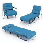 Costway Poltrona Sdraio Pieghevole 6 Posizioni Divano Letto Convertibile con Cuscino Blu