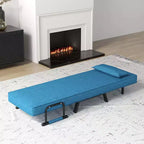 Costway Poltrona Sdraio Pieghevole 6 Posizioni Divano Letto Convertibile con Cuscino Blu