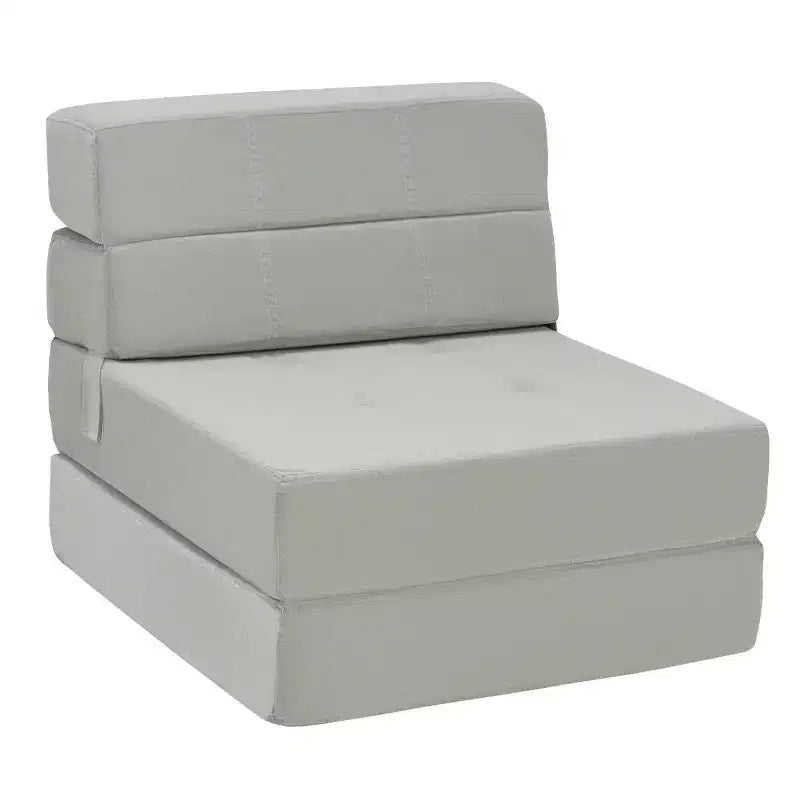 Costway Sedia Pieghevole a Tre Ante con Schienale Ribaltabile, Poltrona Relax, Divano Letto Convertibile, Grigio