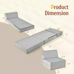 Costway Sedia Pieghevole a Tre Ante con Schienale Ribaltabile, Poltrona Relax, Divano Letto Convertibile, Grigio