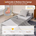 Costway Sedia Pieghevole a Tre Ante con Schienale Ribaltabile, Poltrona Relax, Divano Letto Convertibile, Grigio