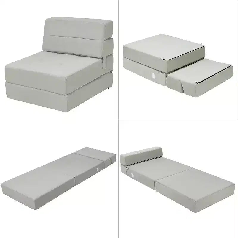 Costway Sedia Pieghevole a Tre Ante con Schienale Ribaltabile, Poltrona Relax, Divano Letto Convertibile, Grigio