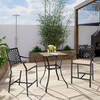 Costway Tavolo da Bar Quadrato da Esterno con Piano Effetto Legno e Struttura in Metallo per Giardino e Cortile
