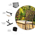 Costway Tavolo da Bar Quadrato da Esterno con Piano Effetto Legno e Struttura in Metallo per Giardino e Cortile