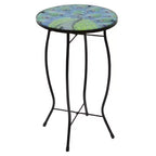 Table d'appoint de patio en verre paon bleu et vert Northlight 19