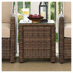 Tavolino da esterno Bradenton con piano in vetro in vimini - Crosley