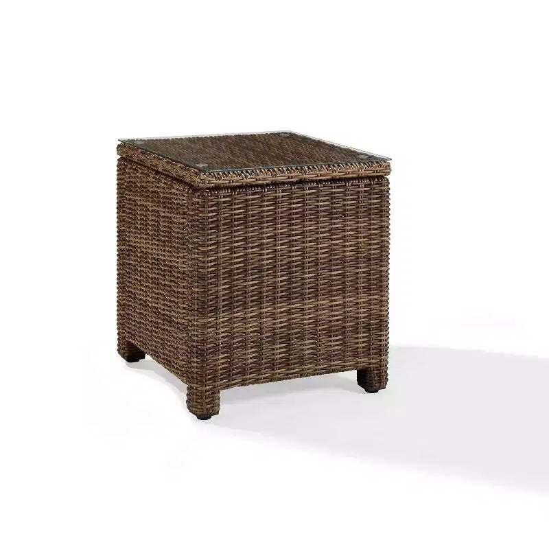 Tavolino da esterno Bradenton con piano in vetro in vimini - Crosley