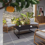 Flash Furniture Brock Tavolino da caffè da esterni, grado commerciale, nero, per terrazza, portico o bordo piscina - Telaio in acciaio con gambe quadre