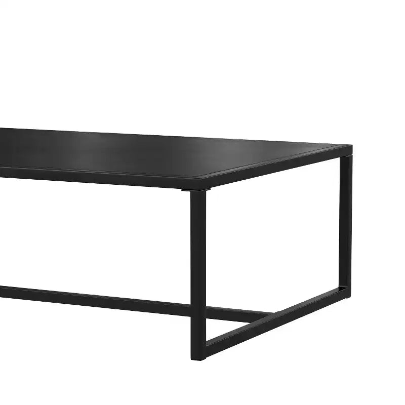 Flash Furniture Brock Tavolino da caffè da esterni, grado commerciale, nero, per terrazza, portico o bordo piscina - Telaio in acciaio con gambe quadre