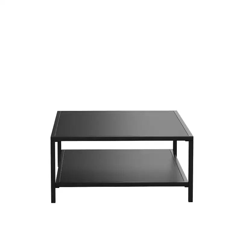 Table basse à 2 niveaux en métal d'intérieur/extérieur de qualité commerciale Emma et Oliver, noire, tout temps