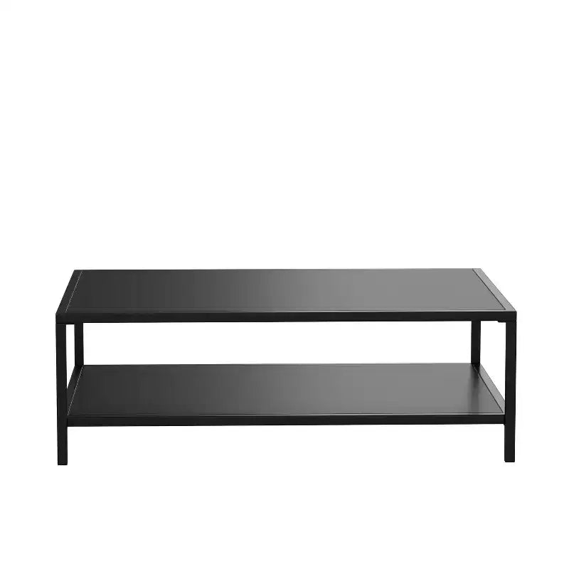 Table basse à 2 niveaux en métal d'intérieur/extérieur de qualité commerciale Emma et Oliver, noire, tout temps