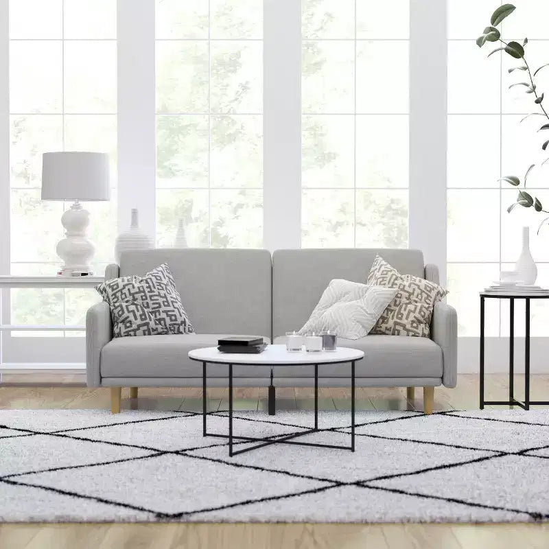 Divano Futon Mid-Century Modern Merrick Lane con Schienale Diviso e 3 Posizioni Reclinabili