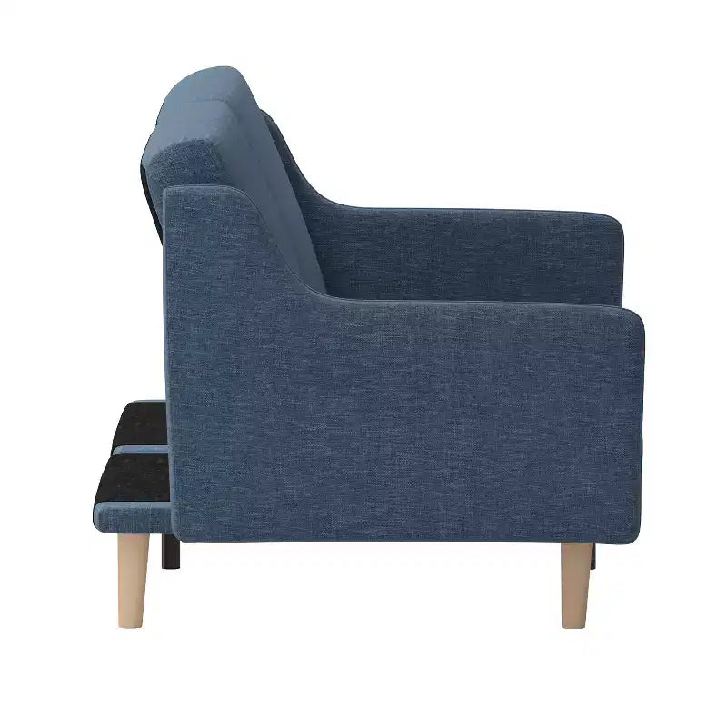 Canapé futon Emma et Oliver Plush avec dossier divisé, rembourré et matelassé, accoudoirs amovibles aux courbes élégantes et pieds en bois