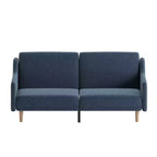 Canapé futon Emma et Oliver Plush avec dossier divisé, rembourré et matelassé, accoudoirs amovibles aux courbes élégantes et pieds en bois