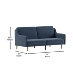Canapé futon Emma et Oliver Plush avec dossier divisé, rembourré et matelassé, accoudoirs amovibles aux courbes élégantes et pieds en bois