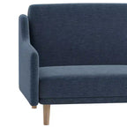 Canapé futon Emma et Oliver Plush avec dossier divisé, rembourré et matelassé, accoudoirs amovibles aux courbes élégantes et pieds en bois