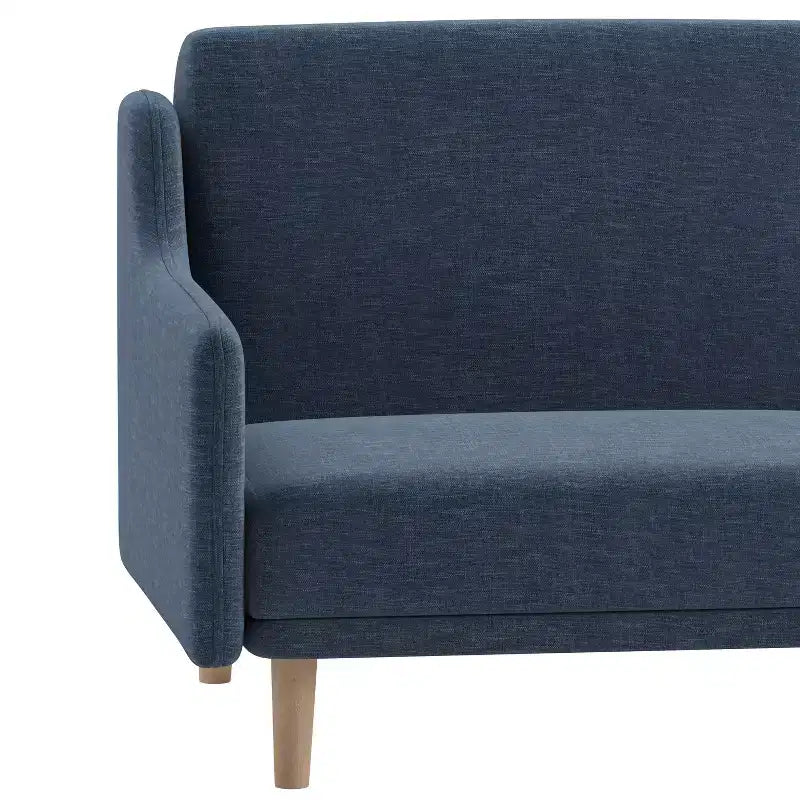 Canapé futon Emma et Oliver Plush avec dossier divisé, rembourré et matelassé, accoudoirs amovibles aux courbes élégantes et pieds en bois