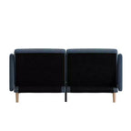 Canapé futon Emma et Oliver Plush avec dossier divisé, rembourré et matelassé, accoudoirs amovibles aux courbes élégantes et pieds en bois