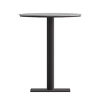 Flash Furniture Finch Table ronde commerciale de 24 po avec lattes en polythène imitation teck et cadre en acier