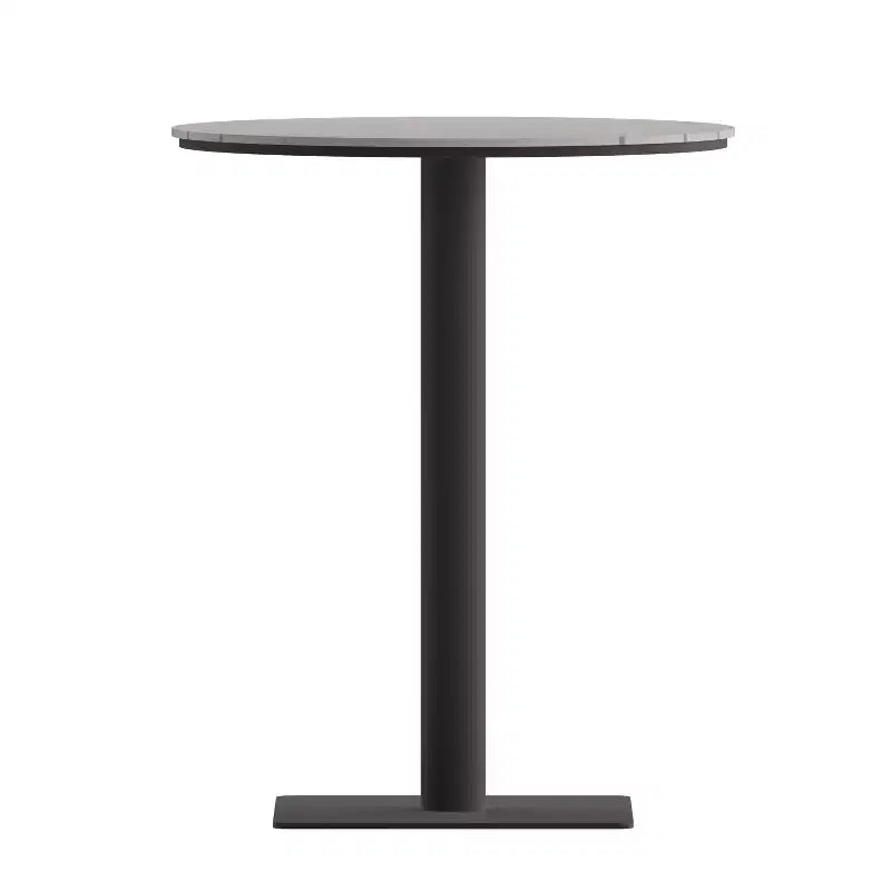 Flash Furniture Finch Table ronde commerciale de 24 po avec lattes en polythène imitation teck et cadre en acier