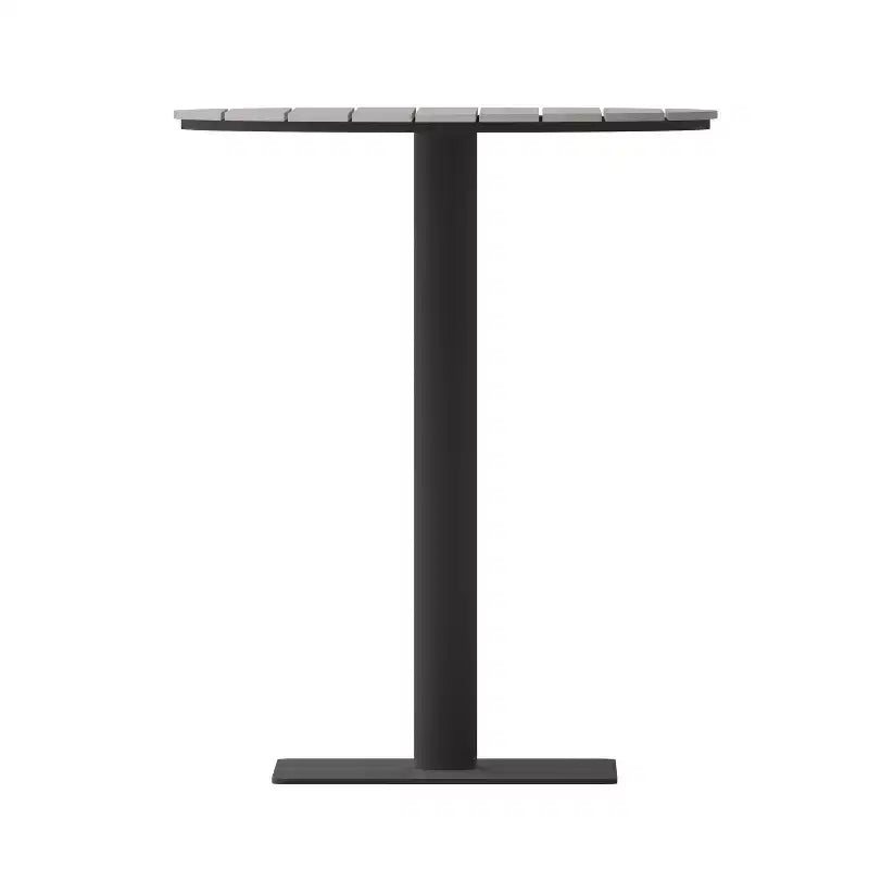 Flash Furniture Finch Table ronde commerciale de 24 po avec lattes en polythène imitation teck et cadre en acier