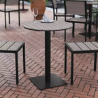 Flash Furniture Finch Table ronde commerciale de 24 po avec lattes en polythène imitation teck et cadre en acier