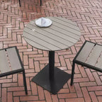 Flash Furniture Finch Table ronde commerciale de 24 po avec lattes en polythène imitation teck et cadre en acier