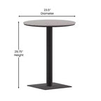 Flash Furniture Finch Table ronde commerciale de 24 po avec lattes en polythène imitation teck et cadre en acier