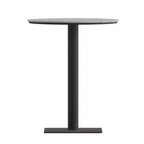 Flash Furniture Finch Table ronde commerciale de 24 po avec lattes en polythène imitation teck et cadre en acier