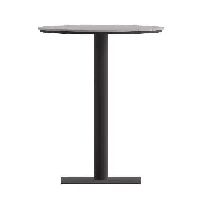 Flash Furniture Finch Table ronde commerciale de 24 po avec lattes en polythène imitation teck et cadre en acier