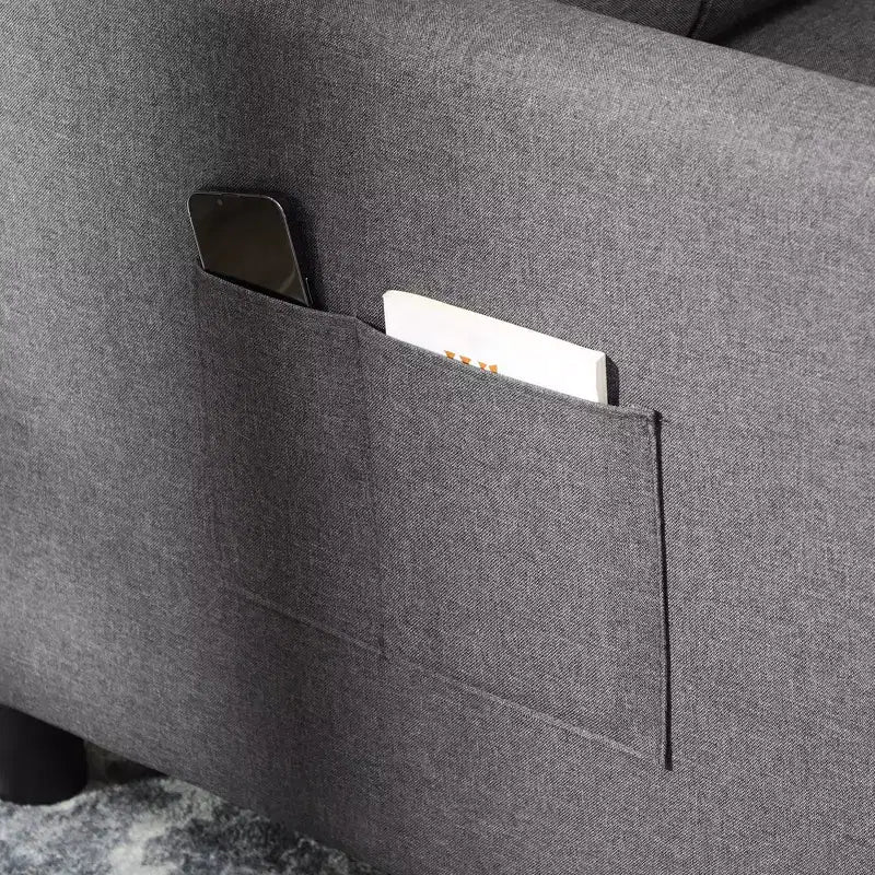 HOMCOM Letto Poltrona Convertibile 3 in 1, Divano Letto Singolo Multifunzionale, Poltrona Letto Estraibile con Schienale Regolabile, Cuscino e Tasche, Grigio