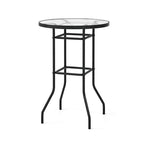 Costway Table de bar ronde de 38 po pour patio, hauteur comptoir, avec plateau en verre trempé, pour piscine