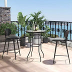 Costway Table de bar ronde de 38 po pour patio, hauteur comptoir, avec plateau en verre trempé, pour piscine