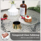 Costway Table de bar ronde de 38 po pour patio, hauteur comptoir, avec plateau en verre trempé, pour piscine