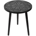 Northlight 18 Charcoal Black and Gray Floral Engraved Wooden Side Table