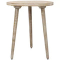 Northlight 22 Brushed White Engraved Floral Round Tri Leg Wooden Side Table