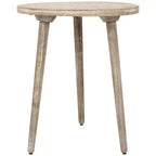 Northlight 22 Brushed White Engraved Floral Round Tri Leg Wooden Side Table