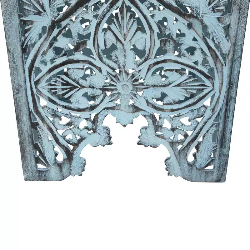 Northlight Lot de 2 tables d'appoint et tabourets gigognes carrés empilables bleu antique 16