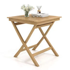 Costway 27.5 Patio Bistro Table with Slatted Tabletop Indonesia Teak Wood & Thickened Top