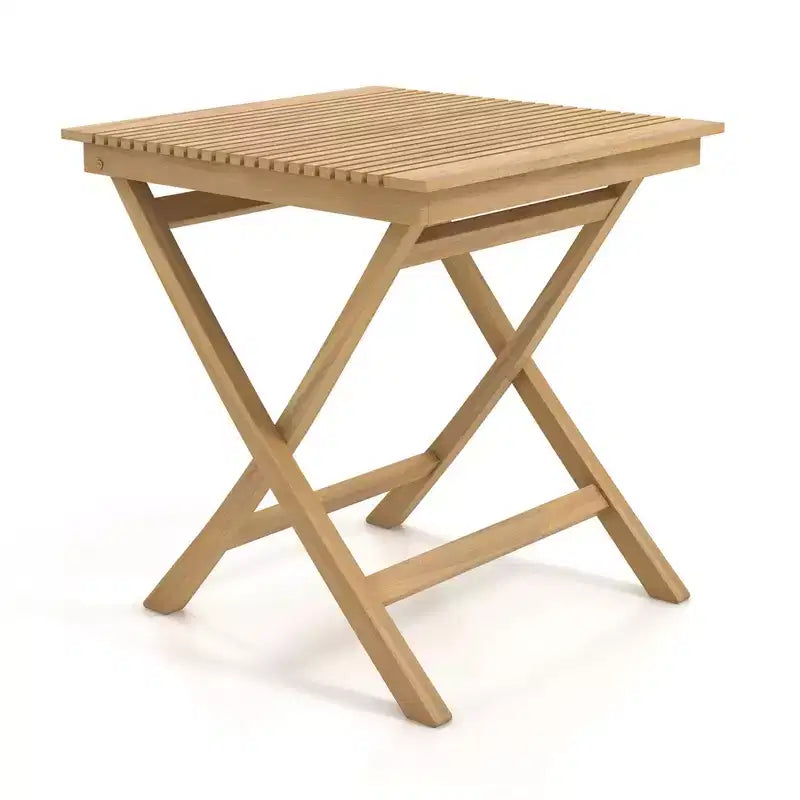 Table de bistrot de patio Costway de 27,5 po avec plateau à lattes en bois de teck indonésien et plateau épaissi