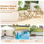 Table de bistrot de patio Costway de 27,5 po avec plateau à lattes en bois de teck indonésien et plateau épaissi