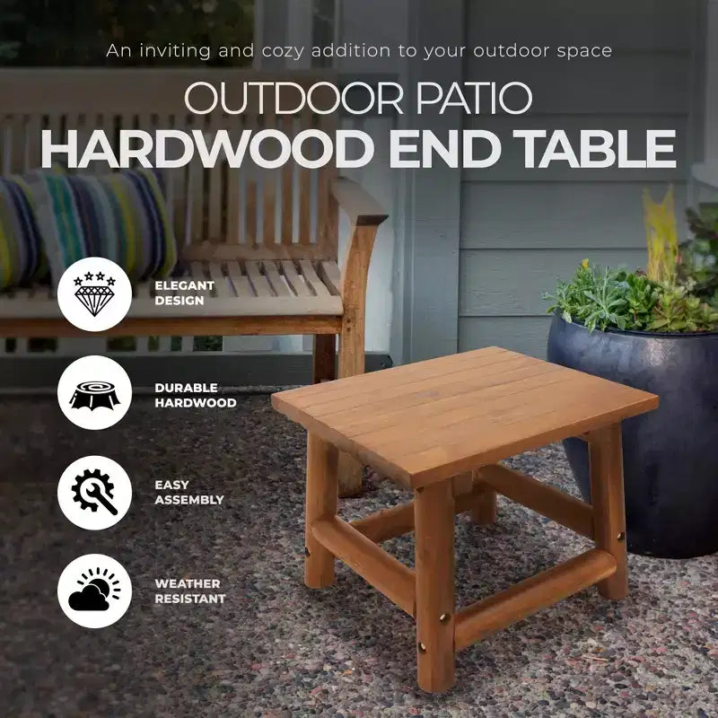 Leigh Country Amber Log Perch Table d'appoint rectangulaire en bois d'acacia massif fait à la main pour extérieur, patio et jardin, marron