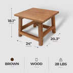 Leigh Country Amber Log Perch Table d'appoint rectangulaire en bois d'acacia massif fait à la main pour extérieur, patio et jardin, marron