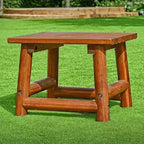 Leigh Country Amber Log Perch Table d'appoint rectangulaire en bois d'acacia massif fait à la main pour extérieur, patio et jardin, marron