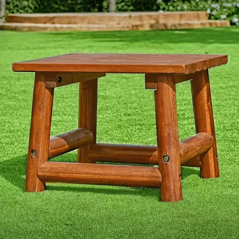 Leigh Country Amber Log Perch Table d'appoint rectangulaire en bois d'acacia massif fait à la main pour extérieur, patio et jardin, marron