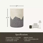 Tavolino da patio per esterni LuxenHome, tavolino rotondo in cemento grigio e crema da 17", sgabello decorativo moderno da giardino, tavolino d'appoggio per esterni