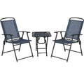 Trappers Peak 3-Piece Folding Outdoor Patio Chairs and Table, Blue
