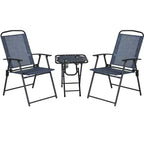 Trappers Peak 3-Piece Folding Outdoor Patio Chairs and Table, Blue